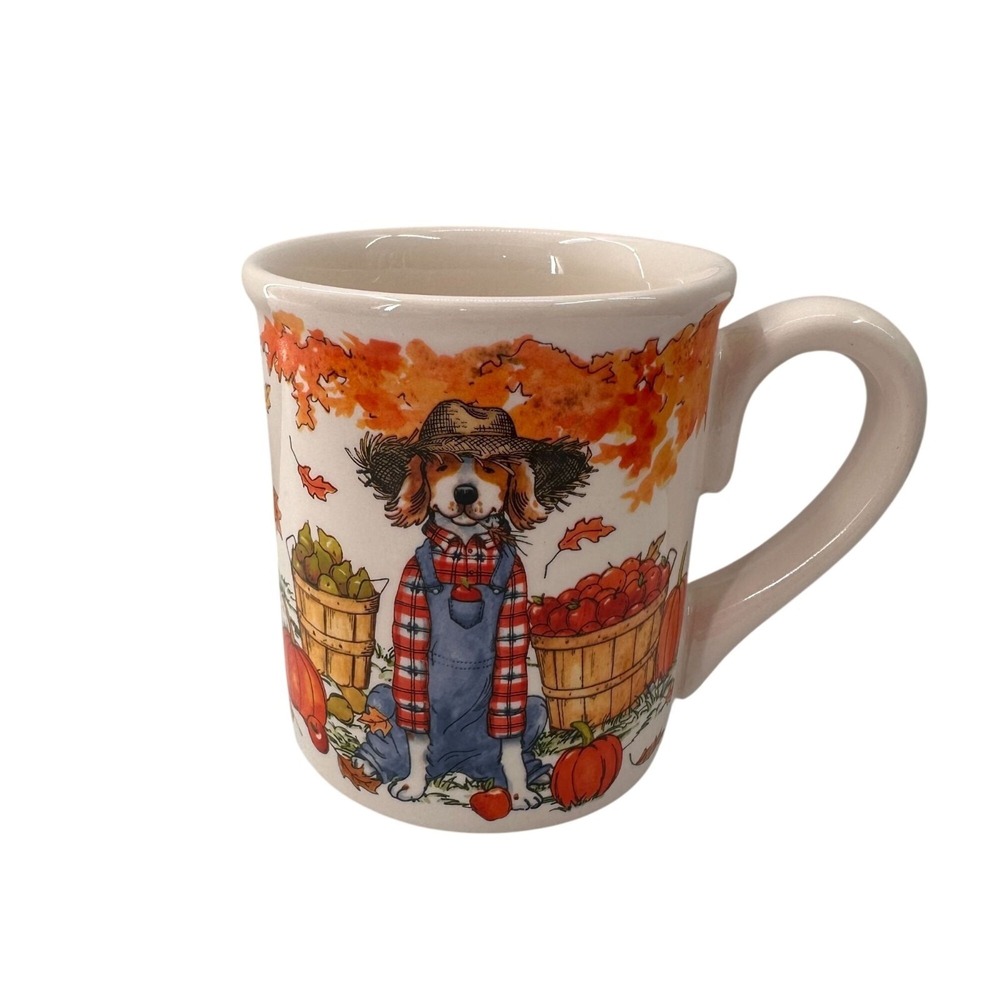 Certified International Autumn Harvest Dog Ceramic Mug 16oz Fall Coffee Cup